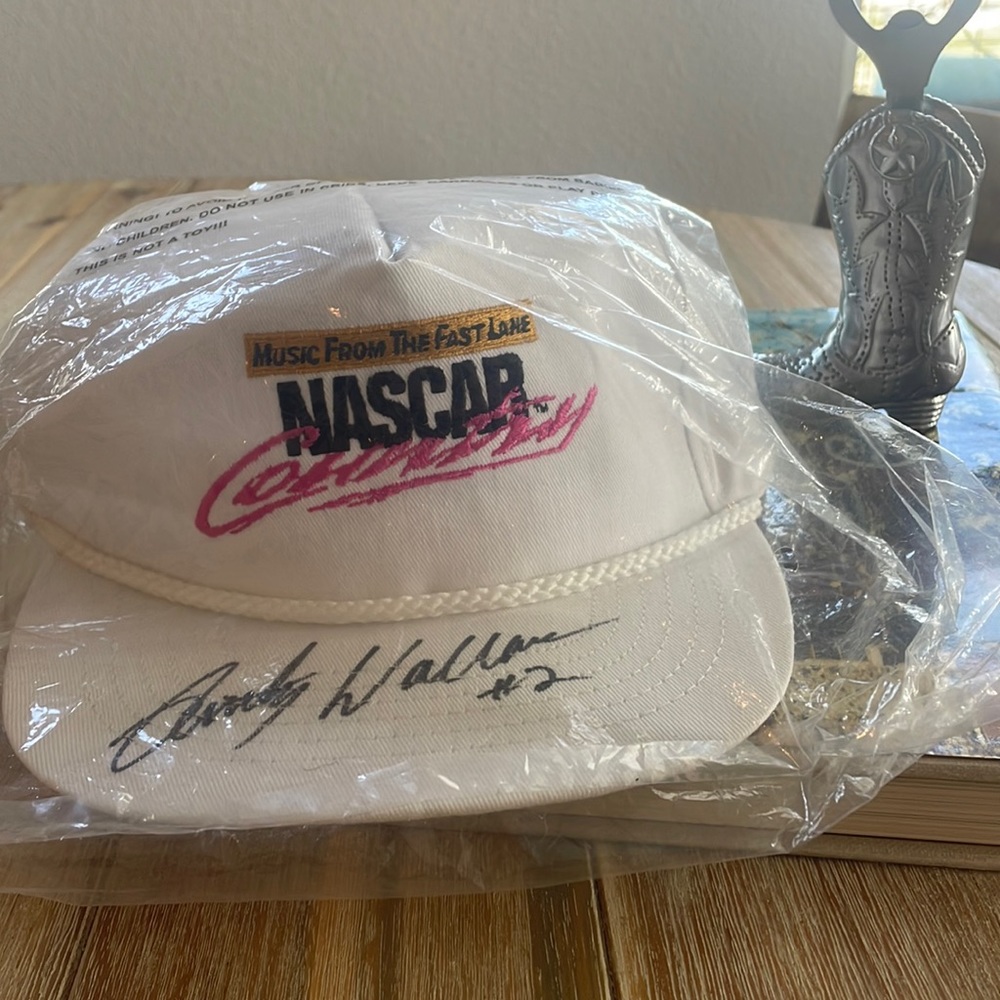 Signed NASCAR legend Rusty Wallace music from fast lane country hat never